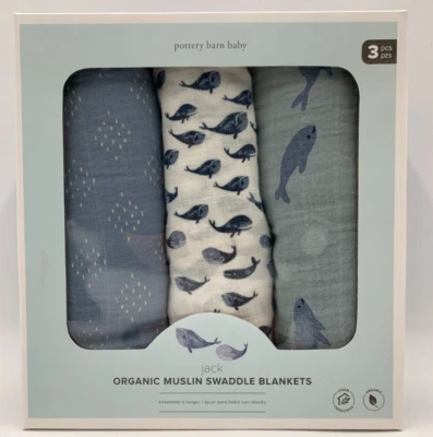 Pañales náuticos para bebé Pottery Barn Kids Jack S/3 azul multi 47" cuadrado #Z530 Foto 1 de 4