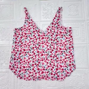 LOFT Cherry V-Neck Sleeveless Blouse Tank Lined Summer Dressy Cottage NWT XXSP - Picture 1 of 7