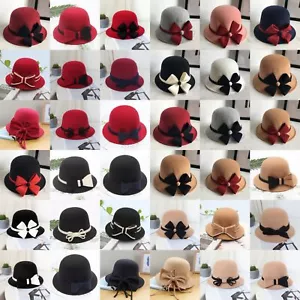 Fascinator Hat Bowler Hat Bucket Wool Crushable Vintage Flower Cloche Round Hats - Picture 1 of 93
