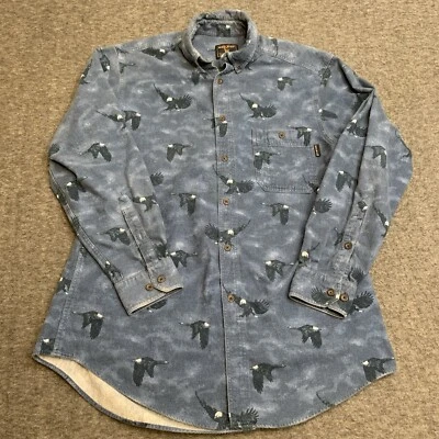 Padrão masculino Woolrich flanela botão para cima águias tamanho G azul - Imagem 1 de 4
