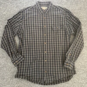 Vintage Duluth Trading Shirt Mens Large Tall Blue Gray Plaid Button Down - Picture 1 of 7
