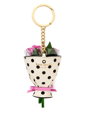 New Kate Spade Flora Flower Bouquet Bag Charm Black / White Multi - Image 1 of 3
