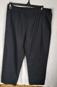 Butter Soft Womens Elastic Waist Scrub Pants Black Size 2X Pockets Pull On New - Picture 1 of 6