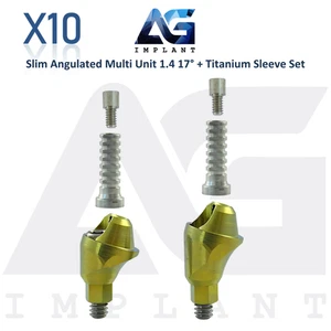 10 Angulated Multi Unit 1.4 Prosthetic 17° Titanium Sleeve Slim Int Hex 2.0mm - Picture 1 of 11