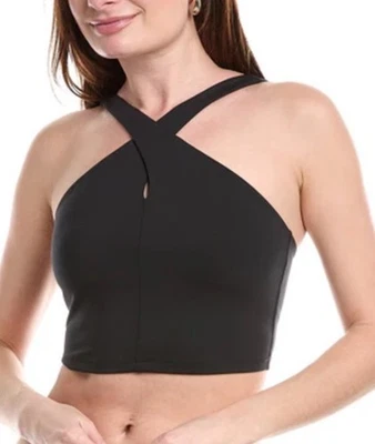 Camiseta sin mangas Spiritual Gangster para mujer cuello cruzado negra talla mediana recortada Foto 1 de 4