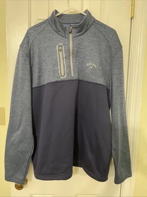Pullover de golf Callaway para hombre con cremallera en cuarto azul jaspeado talla XL Foto 1 de 4