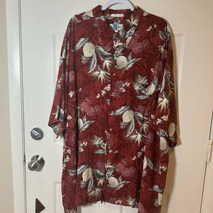 Campia Moda Hawaiian Shirt Mens 4X Red Floral Beach Surf Camp Vacation Pineapple - Picture 1 of 5