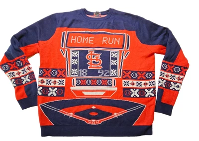 St. Louis Cardinals MLB 2XL Home Run Stadium Ugly Christmas Sweater Blue Red - Image 1 of 4