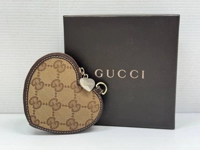 Auténtica Cartera Gucci con Cremallera Shima Corazón Cartera Corazón GG Beige Lona Cuero Italia Foto 1 de 4