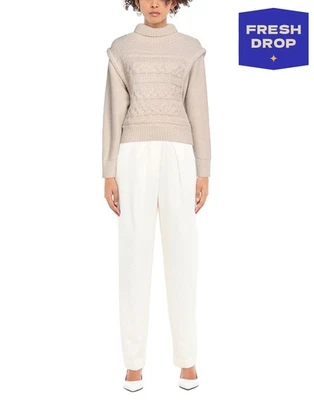 RRP €255 ATTIC AND BARN Pullover Jumper Size L Wool Blend Cable Knit High Neck - Image 1 of 4