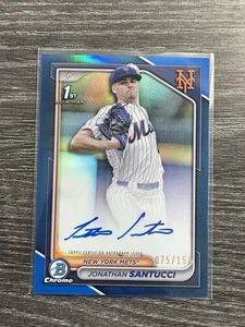 Autógrafo Bowman Draft 2024 cromado Jonathan Santucci 1st True Blue/150 automático - Imagen 1 de 2