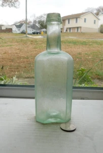 OFFENE PONTIL 8-SEITIGE MEDIZINFLASCHE MUNDGEBLASEN 1830-1850er JAHRE - Bild 1 von 2