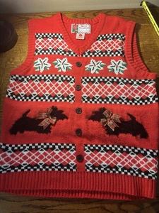 Ugly Sweater Weste rot mit Scottie Dogs, L, Acryl - Bild 1 von 8
