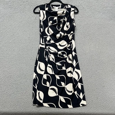 Vestido para mujer Diane Von Furstenberg 8 negro geométrico seda Gabbie drapeado Foto 1 de 4