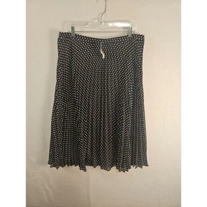 Ann Taylor LOFT Skirt Women's 14 Black White Polka Dot Pleated Career Party - Picture 1 of 8