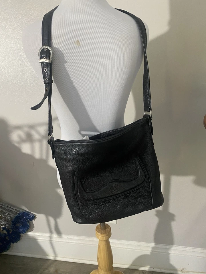 STONE MOUNTAIN NWT ($169) ADA Black Pebbled Leather Crossbody/Shoulder Bag Purse - Image 1 of 4