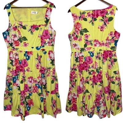 Eliza J Yellow Floral Midi Dress Sleeveless size 18 - Image 1 of 4