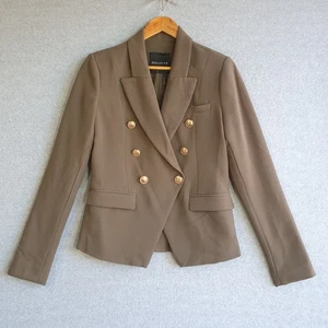 Decjuba Carly Blazer Jacket Womens Sz 10 Khaki Gold Button Military NWT RRP $169 - Picture 1 of 12