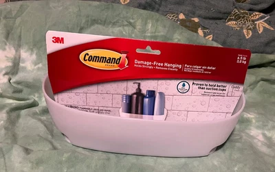 Carrito de ducha de plástico Command blanco - Instalación sin daños - NUEVO en paquete Foto 1 de 4