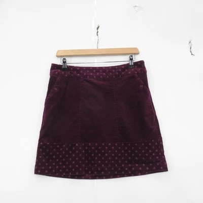 White Stuff Velvet Mini Skirt Ladies UK 10 Purple Pockets Short Designer Spotted - Image 1 of 4