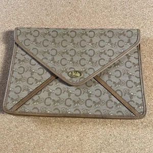 CELINE Vintage Carriage Logo Clutch Tasche braun Leder alt Celine unbenutzt selten - Bild 1 von 24