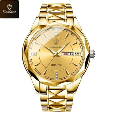 BINBOND Men’s Luxury Watch Waterproof Stainless Steel Luminous Quartz Sport - Image 1 of 4