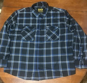 Herren Dixon Flanell 4X Knopfleiste Top Zustand Schwarz, Blau Und Weiß - Bild 1 von 7