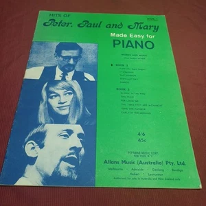 Partituras de piano Hits of Peter, Paul and Mary hechas fáciles para piano en muy buena condición D41 - Imagen 1 de 10