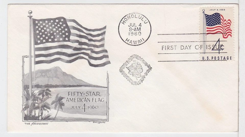 TurtlesTradingPost- 50 Star Flag #1153- 1960  FDC Aristocrats Cachet - Image 1 of 1