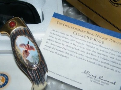Franklin Mint B11ZY05 Outdoorsman Ring-Neck Pheasant Collector Knife w/COA(New) - Image 1 of 4