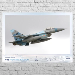 Poster F-16, Fighting Falcon | 33x24" Big Size A1 | Mit Spezifikationen USAF - Bild 1 von 4