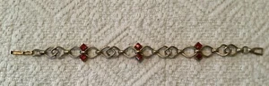 vintage Beautiful 1/20 12k gold filled Faux Garnet bracelet 7" - Picture 1 of 3