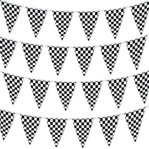 Checkered Flags Black and White 30' 100’ FT Pennant Racing Banner NASCAR Theme - Picture 1 of 5