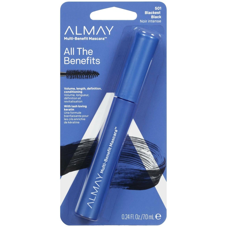2 Almay One Coat Multi-benefit Mascara 501 Blackest Black