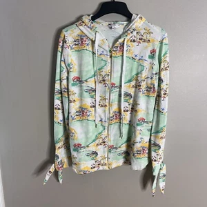 Crown & Ivy Größe Large Urlaub Strand Palmenmuster Reißverschluss Hoodie Sweatshirt - Bild 1 von 7