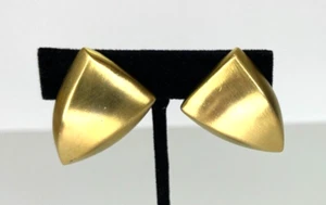 Vintage Givenchy Paris New York Chunky Gold Tone Clip-On Earrings Geometric 80's - Picture 1 of 8