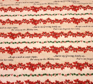 21" Greetings Kaye England Wilmington Christmas Red Poinsettia Word Stripe - Picture 1 of 3