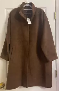 NWT $698 Eileen Fisher Auburn Sheared Suri Alpaca Stand Collar Coat M L - Picture 1 of 3