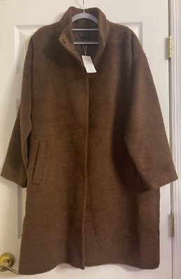 NWT $698 Eileen Fisher Auburn Sheared Suri Alpaca Stand Collar Coat M L - Image 1 of 3