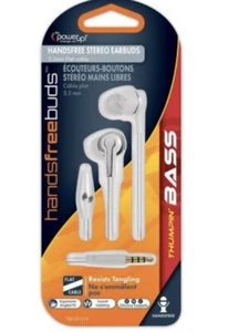 Stereo Earbuds 3.5 mm Flat Cable Handsfree 4 Ft - Picture 1 of 1