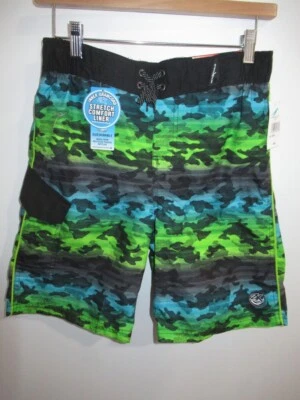 Pantalones Cortos de Natación Zero Xposur Negro Verde Forro Cómodo Niños XL 18 20 Nuevos Foto 1 de 4