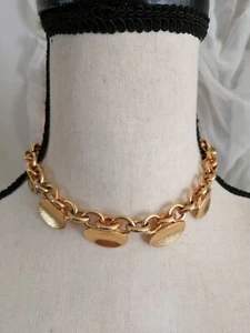Vintage Oval Motif Linked Chain Chunky Necklace - Picture 1 of 5