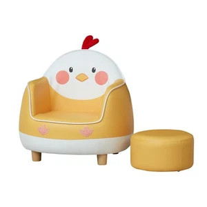 2PCS Kids Sofa Cartoon Children Leather Couch Chair Cute Chicken w/ Ottoman - Picture 1 of 7