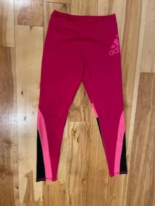 Youth Large (12/14) Adidas Pink and Black Leggings Athletic Pants High Rise - Picture 1 of 5
