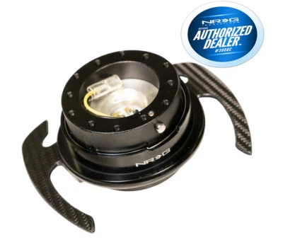 NRG NEW BALL LOCK QUICK RELEASE GEN 4.0 BLACK BODY CARBON FIBER PADDLE SRK-700CF - Image 1 of 3