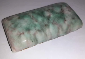Malibu Vintage Pillow Tile Mottled Green White & Brown Glaze 3.75x1.75" Edge D - Imagen 1 de 9