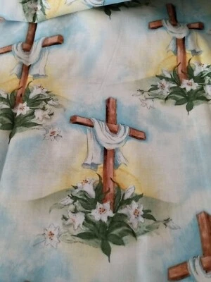 Susan Winget Easter Fabric NEW Scenic Cotton 48" X 42" (1 yd +12") - Image 1 of 2