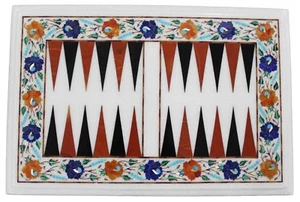 Mesa de juego de backgammon de mármol de 18"" x 12"" incrustación malaquita trabajo artesanal - Imagen 1 de 1