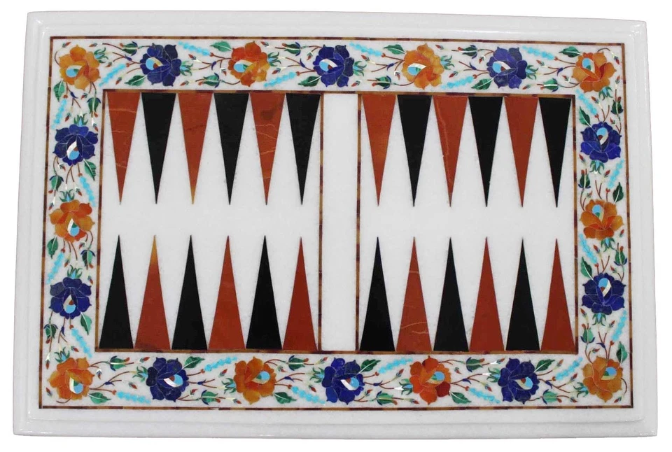 18" x 12" Marble Backgammon Game Table Top Malachite Inlay Craft Work - Image 1 of 1