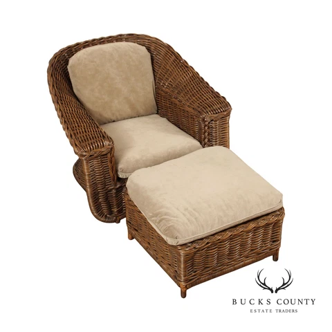 Quality Wicker Club Chair and Ottoman Cover